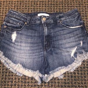 High rise cut off shorts